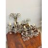 Antique pair of 20th-century three-light sconces with crystal drops, 40x40x20cm