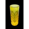Cylindrical crystal vase, ground with floral motif. Bohemia.