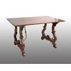 Antique refectory table in solid walnut. Naples, early 18th century.