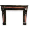 CHM897 - Antique Belgian black marble fireplace with Rosso Francia inlays, 19th century, dimensions cm W 139 x H 107 x D 38