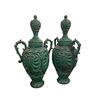 Coppia di antichi vasi Potiche  in ceramica maiolica verde