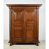 Carved solid walnut wood wardrobe, Tuscany, 17th century