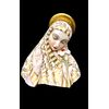 Busto di Madonna in ceramica con decori in oro. Cacciapuoti.