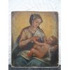 Dipinto olio su tela scuola italiana del XVII secolo Maria che allatta al seno