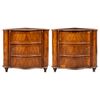 Pair of walnut veneer corner cabinets. Venice, 18th century.