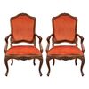 Pair of carved walnut armchairs. Genoa, 18th century.