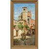 Pittore veneziano (XIX sec.) - Venezia, veduta del Campiello del le Chiovere verso la chiesa di S. Rocco e il campanile di S. Maria Gloriosa dei Frari.