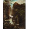W. Miller (British, fine XIX sec.) - Paesaggio boschivo con ruscello.