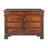 Walnut feather chest of drawers. Italy, early 19th century.