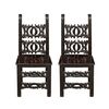 Pair of friar chairs in carved wood. Modena, 19th century.