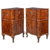 Pair of walnut and carob veneered bedside tables. Venice, mid 18th century.