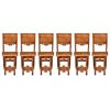 Six friar chairs in solid walnut. Friuli, 17th century.