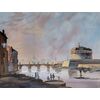 Seguace di Ippolito Caffi (Belluno 1809 - Lissa 1866) - Roma, veduta del Tevere verso Castel Sant’Angelo.