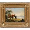 Italian painter (late 18th - early 19th century) - Landscape with cows, goats and boat.