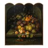 Painted leather screen. Italy, 19th century.