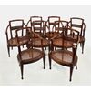 Set of eight walnut armchairs, Veneto, late 18th century