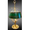 Lampada Bouillotte in bronzo dorato e paralume in metallo dipinto, primo '900.