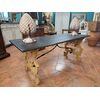 Large lyre-shaped lacquered table