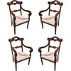 FOUR WALNUT ARMCHAIRS - GENOA - 19TH CENTURY