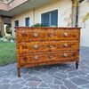 18th Century Louis XVI Modenese chest of drawers in walnut with various woods and inlays