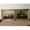 Pair of 19th-century Emilian paintings - Landscapes with figures and animals