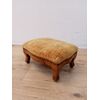 Walnut stool footrest - Louis Philippe style - early 1900s yellow velvet