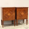 Antique Louis XVI inlaid walnut bedside tables - Italy, 18th century