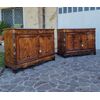 Pair of Bolognese sideboards, 1830, Charles X style in walnut briar