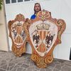 Pair of painted wooden noble shields from the 20th century