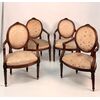Set of four walnut armchairs, Piedmont, late 18th century