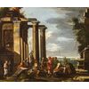 Architectural capriccio with ruins of an ancient temple, Giovanni Ghisolfi (Milan 1623 - 1683)