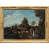 Giuseppe Zais (Forno di Canale 1709 - Treviso 1784) - Landscapes with washerwomen.