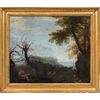 Circle of Alessio de Marchis (Naples 1684 - Perugia or Urbino 1752) - Arcadian landscape with shepherds and flock.