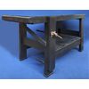 Carpenter&#39;s table in black lacquered wood and glass top - Italy 20th century.     