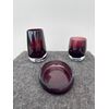 Set di tre pezzi da bagno in vetro sommerso amaranto.Murano.