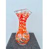 Vaso globulare trasparente con inclusioni a filamenti rossi.Manifattura Seguso.Murano.