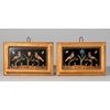 Florence, 18th century, Pair of marble plaques depicting birds and butterflies on shrubs (with murrina eyes)     