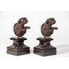 Master Veneto, Late 16th century, Pair of bronze protomes in the guise of dogs from a large cabinet     