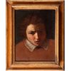 Caravaggesco Painter, 17th Century, Portrait of a Child, oil on canvas with gilt wood frame     