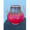 Vaso in vetro sommerso pesante costolato e lavorato all’acido con inclusioni oro e argento.Firmato.La Fornasotta.Murano.