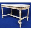 Louis XVI style coffee table in lacquered wood and marble top - Italy 20th century.     