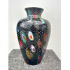 Vaso globulare in vetro incamiciato con foglia argento e murrine.Firma Michielotto 1988.Murano.