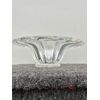 Vaso centrotavola in vetro pesante polilobato con inclusione di foglia d’argento.Firma Diego Bardella.Murano.
