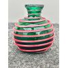 Piccolo vaso in vetro verde con spirale rossa.Manifattura Seguso.Murano.