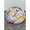 Fermacarte press-papier in vetro sommerso ‘bizantino’ con inclusioni a murrine,retortoli,spirali e foglia d’argento.A.Ve.M.Murano.