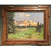 Oil painting on wood by Umberto Montini depicting a mountain landscape. (Milan 1897-Busto Arsizio 1978).     
