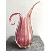 Vaso in vetro pesante  con inclusioni foglia oro cordonato.Manifattura Barovier & Toso,Murano