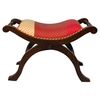 English stool in curved and padded mahogany - M / 1887 -     