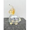 Elefante in vetro soffiato con inclusioni a bolle e foglia oro.Firmato.Murano