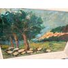 Antico dipinto Paesaggio F. Romano XIX sec. Olio su Tela. Cm 77 x cm 56 